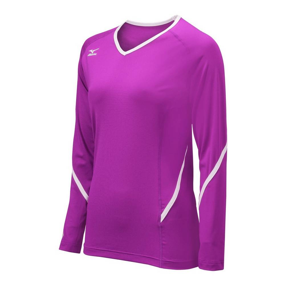 Mizuno Techno Generation Long Sleeve Női Mezek Lila/Fehér PXC974163